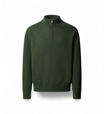 Hackett London Jersey con cremallera Merino Cash Mix Hzip verde
