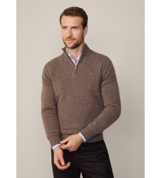 Hackett London för män. HM703239 Pullover Lana Zip brun (XXL), Casual