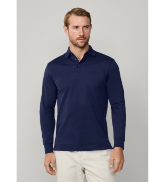 Hackett London para hombre. HM5500016 Polo Mercerizado marino (L), Casual, Algodón, Manga larga