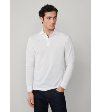 Hackett London para hombre. HM5500016 Polo Mercerizado blanco (XL), Casual, Algodón, Manga larga