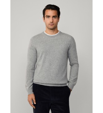 Hackett London para hombre. HM7000070 Jersey Merino gris (L), Casual, Lana