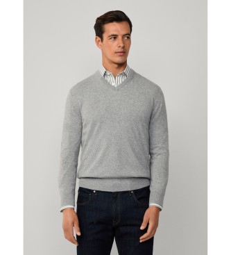 Hackett London para hombre. HM7000069 Jersey Merino Mix gris (XL), Casual, Lana
