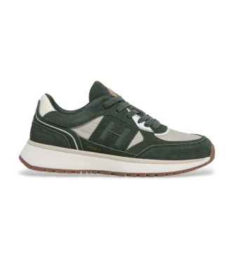 Hackett London para hombre. HMS200031 Zapatillas de Piel Otto Run verde (43), Tela, Plano, Cordones, Casual