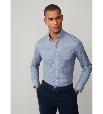 Hackett London para hombre. HM3010351 Camisa Painted Floral Print azul (M), Casual, Algodón, Manga larga
