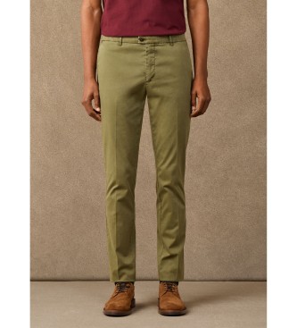 Hackett London para hombre. HM2100154 Pantalón chino Heritage Ken verde oliva (32/32), Casual, Algodón, Clásico