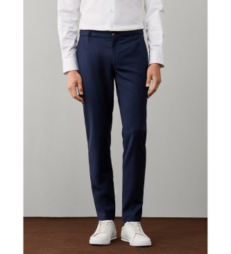 Hackett London pantalón de viaje de lana con cordón fit relaxed marino