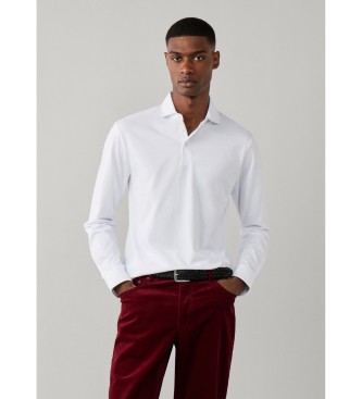 Hackett London Polo de manga larga Pima blanco