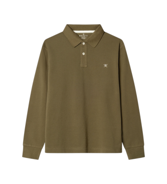 Hackett London Polo de manga larga Small Logo verde oliva (2Años= 92cm)