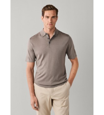 Hackett London Polo mezcla lana merino y seda fit clásico beige
