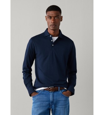 Hackett London Polo de manga larga Pima marino
