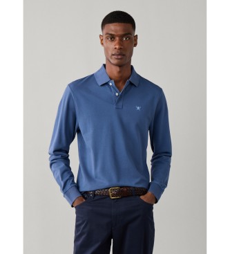 Hackett London Polo Slim Fit Logo de manga larga azul