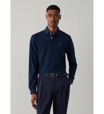 Hackett London Polo Slim Fit Logo de manga larga marino