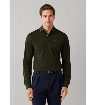 Hackett London Polo Slim Fit Logo de manga larga verde