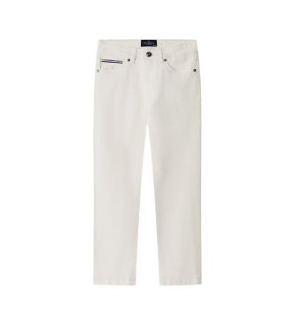 Hackett London para niño. HK2100009 Pantalones Relax Fit Ecru Wash blanco (5años= 109cm), Casual, Algodón, moda infantil
