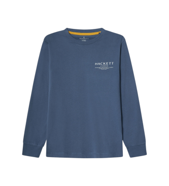 Hackett London para niño. HK5000005 Camiseta Scenery azul (9Años= 134cm), Casual, Algodón, Manga larga, moda infantil