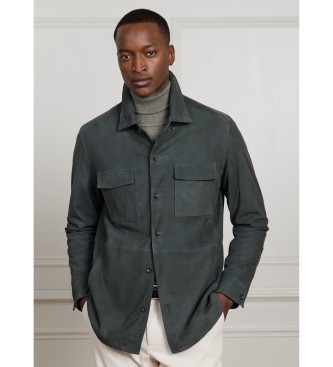 Hackett London Sobrecamisa de piel Sr Suede verde oscuro