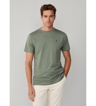 Hackett Londonvoor mannen. HM5000100 T-shirt met logo pasvorm klassiek groen (S), Casual, Katoen, Korte mouwen