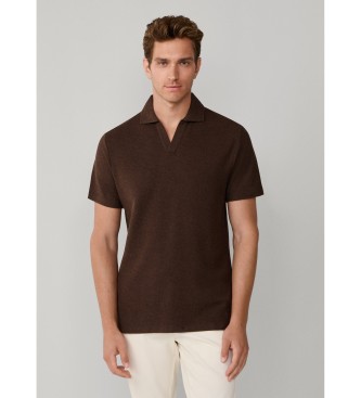 Hackett London para hombre. HM5600129 Polo Texture marrón (M), Casual, Algodón, Manga corta