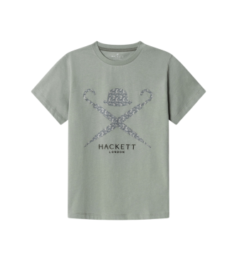 Hackett London para niño. HK5000029 Camiseta Tiger Logo verde (15Años= 170cm), Casual, Algodón, Manga corta, moda infantil