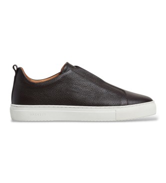 Hackett London para hombre. HMS200140 Zapatillas de piel Vision Pebble marrón (42), Plano, Ninguno, Casual