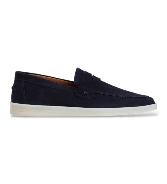 Hackett London para hombre. HMS200148 Zapatos de nubuck Martins Saddle azul marino (40), Plano, Nobuck, Ninguno, Casual
