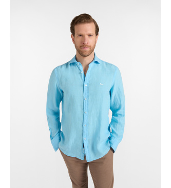 Harmont & Blaine Camisa lisa de lino puro turquesa