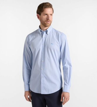 Harmont & Blaine para hombre. CRR074013435B Camisa Micro Rayas azul claro (L), Casual, Algodón, Manga larga