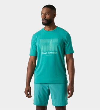 Helly Hansen para hombre. 34419 Camiseta Hp Race Graphic verde (L), Casual, Manga corta, Poliéster Reciclado, Sostenible