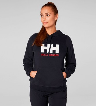 Helly Hansen para mujer. 33978 Sudadera W HH Logo marino (S), Negro, Casual, Algodón, Outdoor, Manga larga