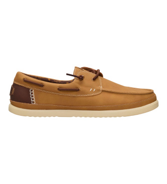 HeyDude para hombre. HD45139 Zapatillas Harbor Lo Classic marrón (41), Tela, Plano, Cordones, Casual
