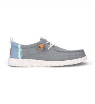 HeyDude para hombre. HD43086 Zapatillas Wally Craft Linen gris (43), Tela, Plano, Cordones, Casual