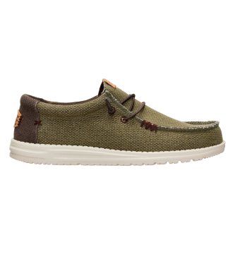 HeyDude para hombre. HD40003 Zapatillas Wally Braided verde (41), Tela, Plano, Cordones, Casual
