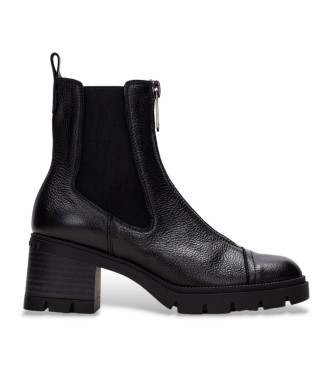 Hispanitasvoor vrouwen. HI243636 Zwart leren Chelsea enkellaarsjes (41), Leer, 5 tot 8 cm, Ritssluiting, Casual