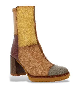 Hispanitas para mujer. CHI222222 Botines de Piel Michelle multicolor -Altura tacón 7cm- (38), 5 a 8cm, Cremallera, Casual