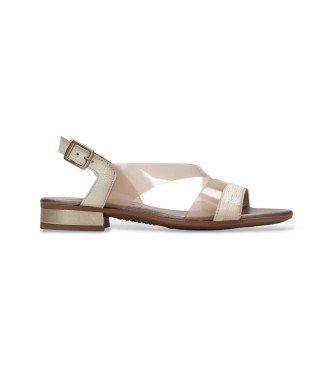 Hispanitas para mujer. HV243396 Sandalias de Piel Cervo beige (39), Plano, 1 a 3cm, Hebilla, Casual, Fiesta