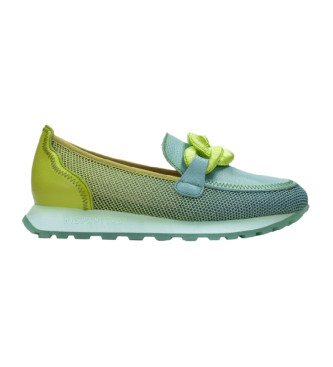 Hispanitas para mujer. BHV243270 Mocasines de piel Loira 24 aguamarina (41), Azul, Plano, Ninguno, Casual, Multicolor, Verde, Hispanitas out
