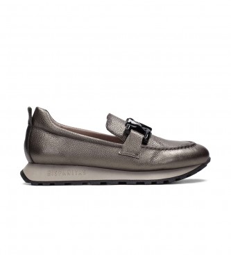 Hispanitas para mujer. HI232962 Mocasines de piel Loira-I23 Plomo (41), Plano, Ninguno, Casual, Gris, Hispanitas outlet 2024.