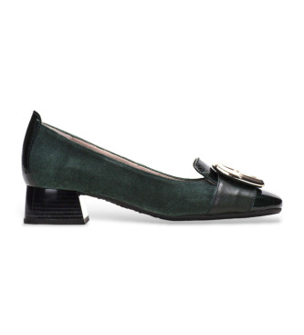 Hispanitas para mujer. HI232987 Zapatos de piel bloque verde (38), 1 a 3cm, Ninguno, Casual