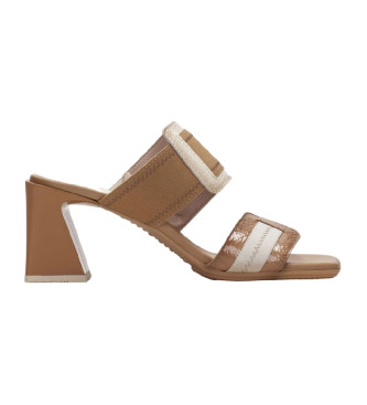 Hispanitas para mujer. CHV243327 Sandalias de piel Mallorca marrón -Altura tacón 6.5cm- (40), 5 a 8cm, Ninguno, Casual, Fiesta, Hispanitas o