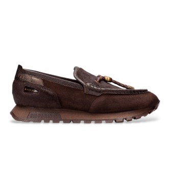 Hispanitas For Woman. HI265128 Oregon Brown Leather Moccasins (41), Flat, None, Casual
