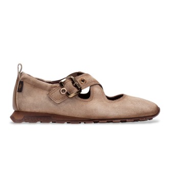 Hispanitas para mujer. HI265077 Zapatillas de Piel Zinnia taupe (36), 1 a 3cm, Cordones, Casual