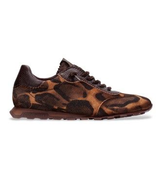 Hispanitas para mujer. HI265187 Zapatillas de Piel Zinnia marrón (36), 1 a 3cm, Cordones, Casual, Animal print