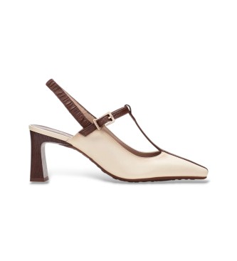 Hispanitas para mujer. BHV264675 Zapatos de Piel T-Bar blanco roto (41), Beige, 5 a 8cm, Hebilla, Casual, Fiesta, Clásico