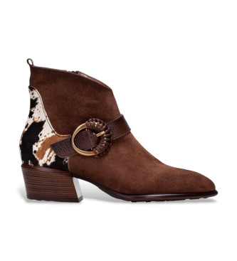 Hispanitas para mujer. ZPI254256 Botines de Piel Verona marrón (37), 3 a 5cm, Cremallera, Casual