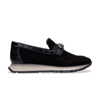 Hispanitas para mujer. BHI254400 Mocasines de Piel Velour negro (41), Plano, 1 a 3cm, Ninguno, Casual