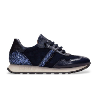 Hispanitas para mujer. CHI243689 Zapatillas de piel Midnight marino (41), Plano, Cordones, Casual, Hispanitas outlet 2024.