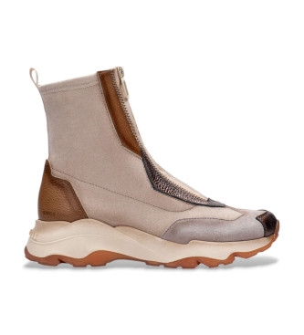 Hispanitas para mujer. CHI254321 Zapatillas de Piel Nepal Bolmet beige (37), 3 a 5cm, Cremallera, Casual