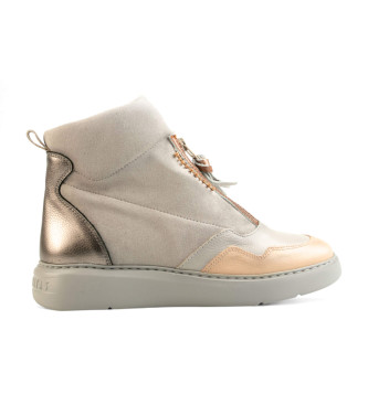 Hispanitas para mujer. CHI243654 Zapatillas de Piel Picual gris (40), Plano, Cremallera, Casual