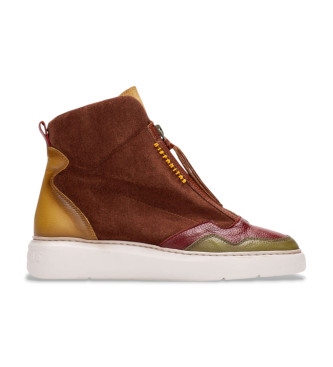 Hispanitas para mujer. CHI243654 Zapatillas de Piel Picual marrón (37), Plano, Cremallera, Casual