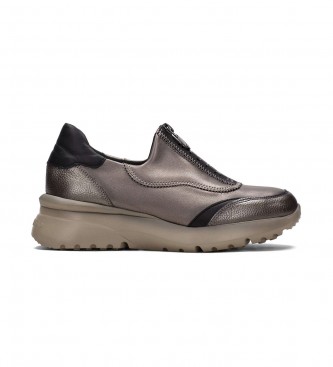 Zapatillas de piel Polinesia Plomo (40), Plano, Cremallera, Casual, Gris, Hispanitas outlet 2024.